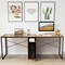 Costway 2 Person Computer Desk Double Workstation Office Desk w/ Storage Rustic Brown Black/Brown